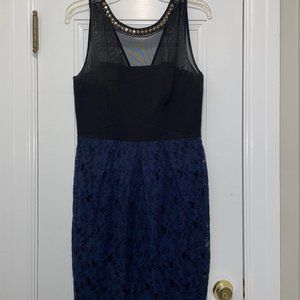 Adrianna Papell Lace Cocktail Dress with Embellished Neck.  Size 8